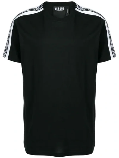 Versus Logo Stripe T-shirt In Black