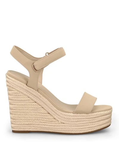 Kendall + Kylie Grand Suede Leather Wedge Sandals In Nude And Neutrals