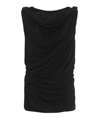 Pinko Silvestra Shiny Black Viscose Tank Top