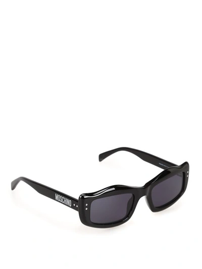 Moschino Black Acetate Rectangular Sunglasses