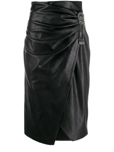 Pinko Embellished Wrap Pencil Skirt In Black