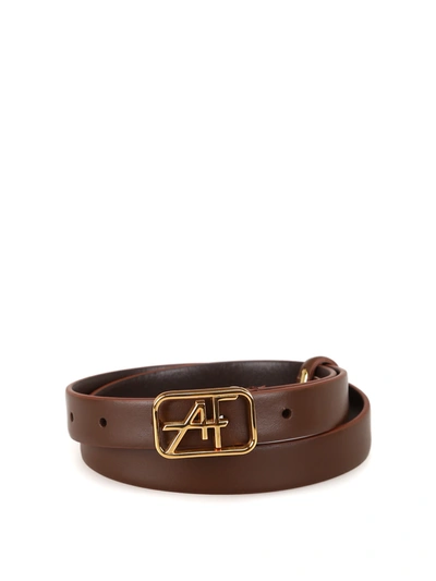 Alberta Ferretti Logo Buckle Leather Belt In Brown