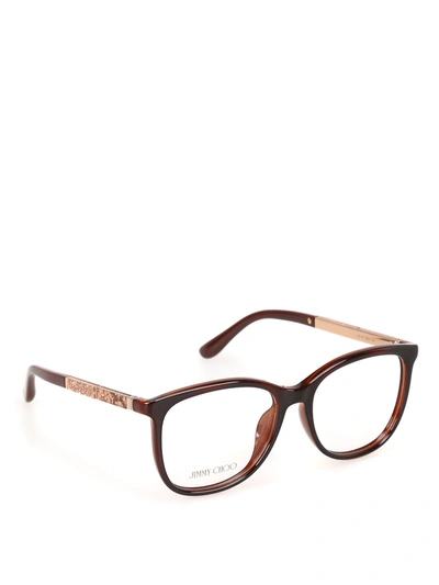 Jimmy Choo Glitter Plexi Eyeglasses In Brown