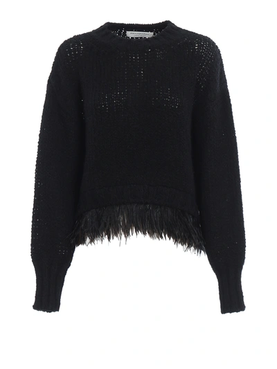 Philosophy Di Lorenzo Serafini Feather Embellished Black Crop Sweater