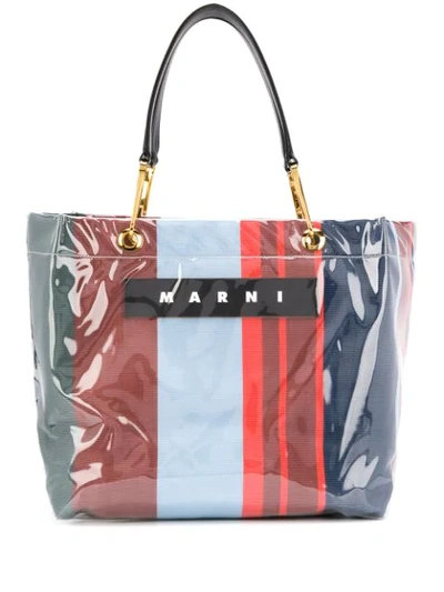 Marni Glossy Grip Shopping Bag In Multicolour