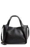 Stella Mccartney Perforated Logo Faux Leather Satchel In Black