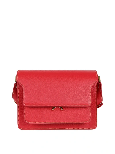 Marni Red Hammered Leather Trunk Bag