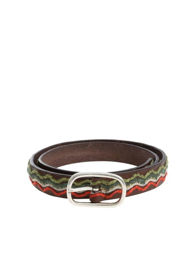 Andrea D'amico Brown Belt With Embroidery