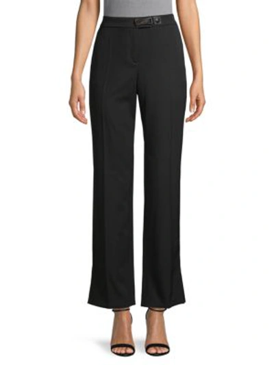 Giorgio Armani Wide-leg Wool Trousers In Black