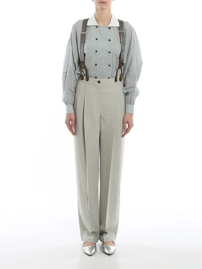 Giorgio Armani Shantung Trousers With Suspenders In Green