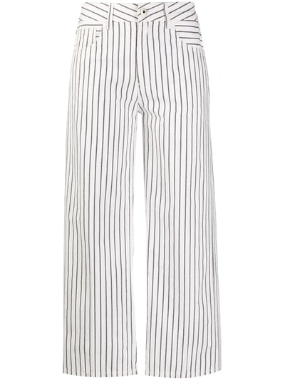 Dondup Avenue Striped Flared Trousers In White
