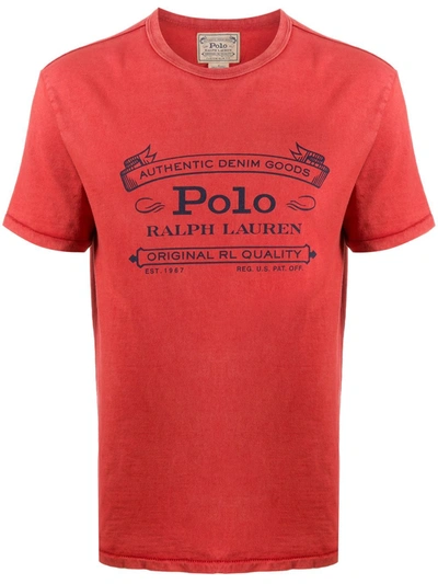 Polo Ralph Lauren Vintage Logo Print Jersey T-shirt In Red