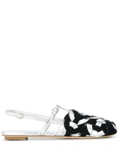 Prada Cord Detail Flat Sandals In Black