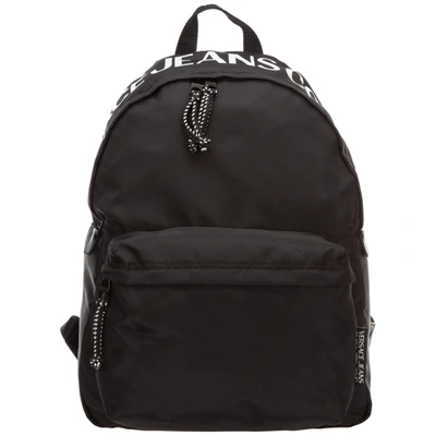Versace Jeans Couture Backpack In Black With White Logo Print