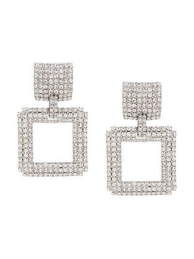 Alessandra Rich Rhinestone-embellished Clip Earrings In Silver