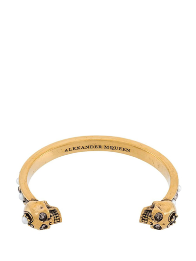 Alexander Mcqueen Twin Skull Cuff Bracelet In <p> Bracelet In Gold Brass With Two Twin Skulls