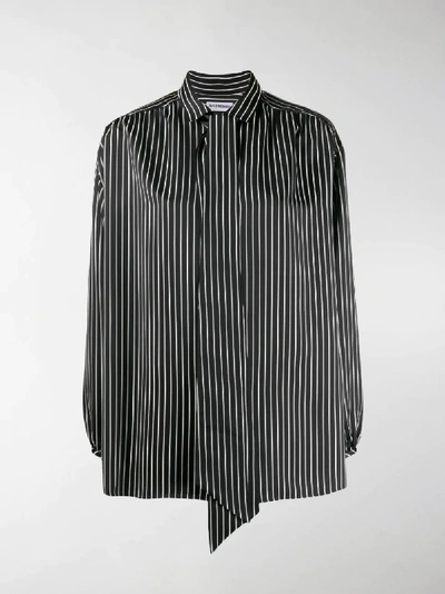 Balenciaga Striped Scarf Blouse In Black