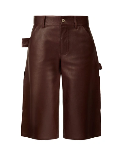 Bottega Veneta Knee-length Leather Shorts In Brown