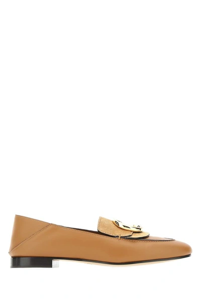 Chloé C Buckle Loafers In Brown