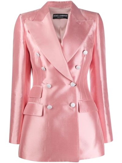 Dolce & Gabbana Double-breasted Silk-satin Blazer In Pink