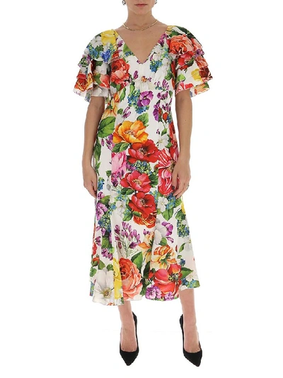 Dolce & Gabbana Floral Midi Dress In Multi