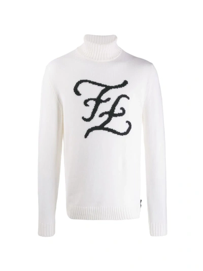 Fendi Ff Logo Jumper In White