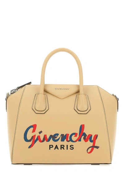 Givenchy Antigona Logo Tote Bag In Beige