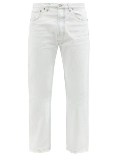 Maison Margiela Stained Effect Straight Leg Jeans In White