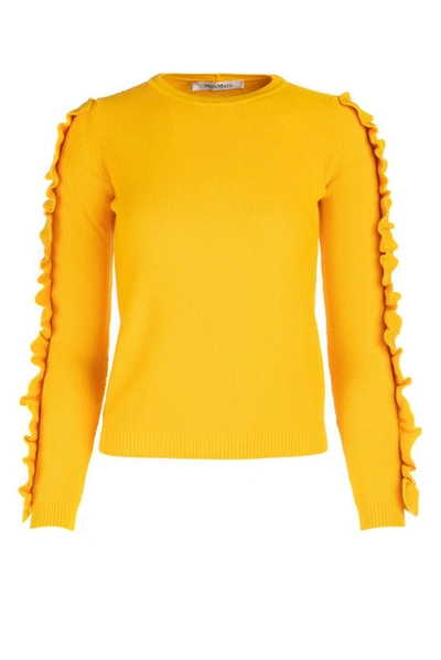 Max Mara Ruffled Sleeve Sweater In Yellow