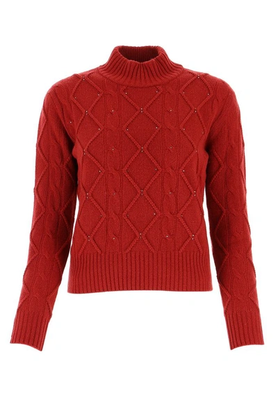 Max Mara Studio Turtleneck Sweater In Red