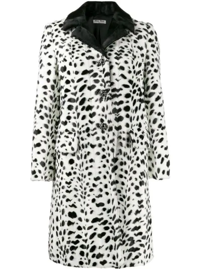 Miu Miu Polka Dot Printed Coat In White