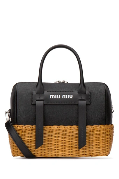 Miu Miu Double Handle Tote Bag In Black