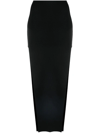 Rick Owens Wool-blend Bodycon Midi Skirt In Black