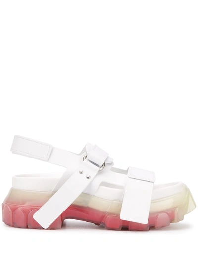 Rick Owens Tractor Leather Platform Sandals In White