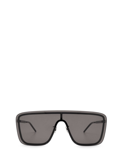 Saint Laurent Eyewear Mask Frame Sunglasses In Black