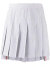 Thom Browne Dropped Back Pleated Mini Skirt In Blue