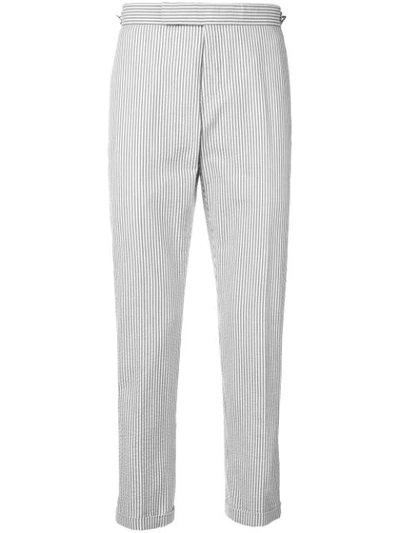 Thom Browne Seersucker Skinny Trouser In Blue