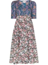 Rentrayage Dragon Lady Floral Print Dress In Blue