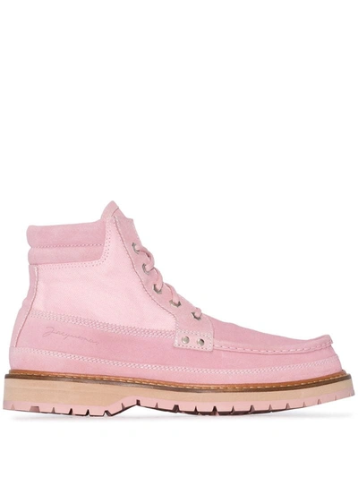 Jacquemus Pink Les Chaussures Garrigue Suede Ankle Boots