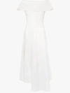 A.w.a.k.e. Off-the-shoulder Asymmetric Midi Dress In White