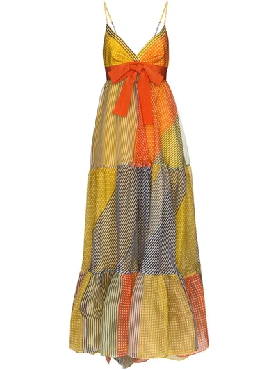 Silvia Tcherassi Tomasa Patchwork Maxi Dress In Orange