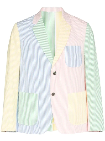 Thom Browne 拼接设计条纹西装夹克 In Pink