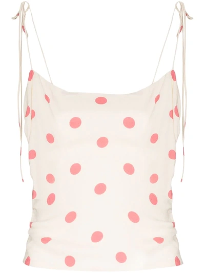 Reformation Lupe Polka-dot Top In Neutrals