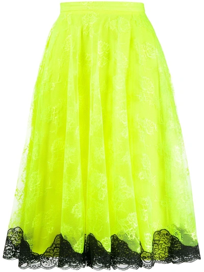 Christopher Kane Contrast-hem Midi Skirt In Neon Yellow