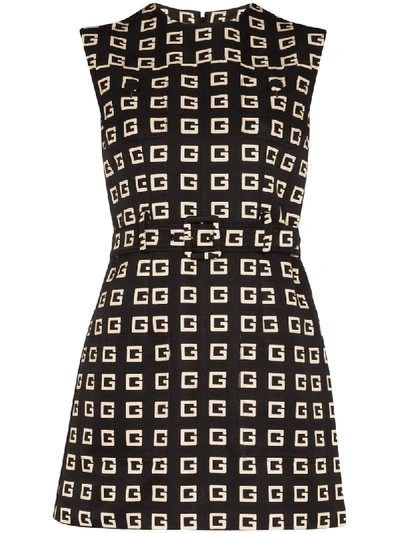 Gucci Gg Printed Fitted Mini Dress In Brown