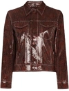 Ganni Python-print Jacket In Brown