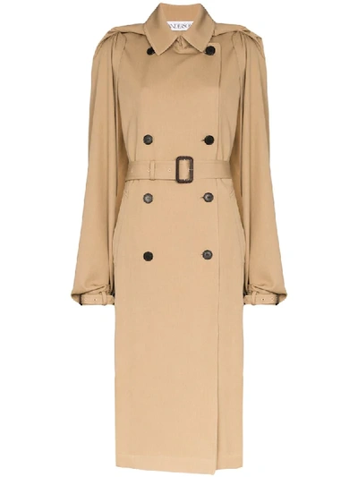 Jw Anderson Open Arms Belted Trench Coat In Brown