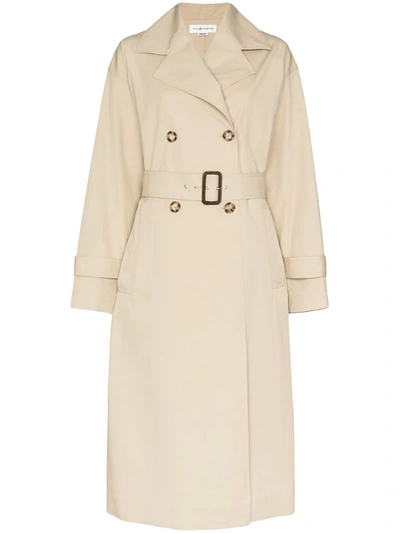 Victoria Beckham Double-breasted Cotton-twill Trench Coat In Neutrals