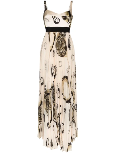 Silvia Tcherassi Zenú Circle Print Maxi Dress In Neutrals