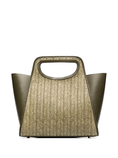 Elleme Green Cupidion Large Raffia And Leather Tote Bag